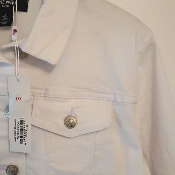 Nine West white stretch denim Jacket S NWT - Picture 4 of 16